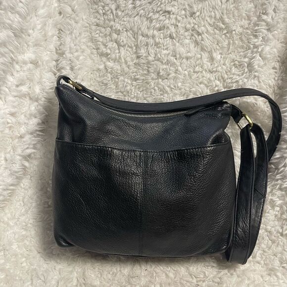 Great American Leather work black medium shoulder/crossbody bag brass hardwares - Picture 2 of 14